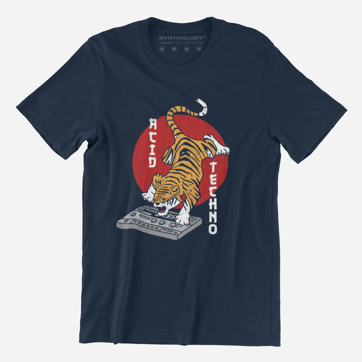 Acid Techno Tiger Navy Unisex T-Shirt